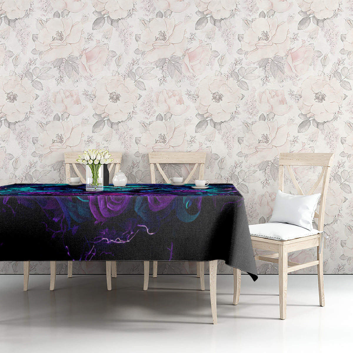 Skull Lady Tablecloth Rose Skull She Whispered Back Iam The Storm - Wonder Print Shop