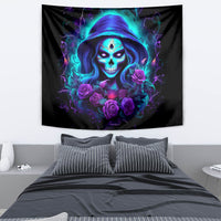 Skull Lady Tapestry Rose Skull She Whispered Back Iam The Storm - Wonder Print Shop