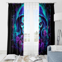 Skull Lady Window Curtain Rose Skull She Whispered Back Iam The Storm - Wonder Print Shop