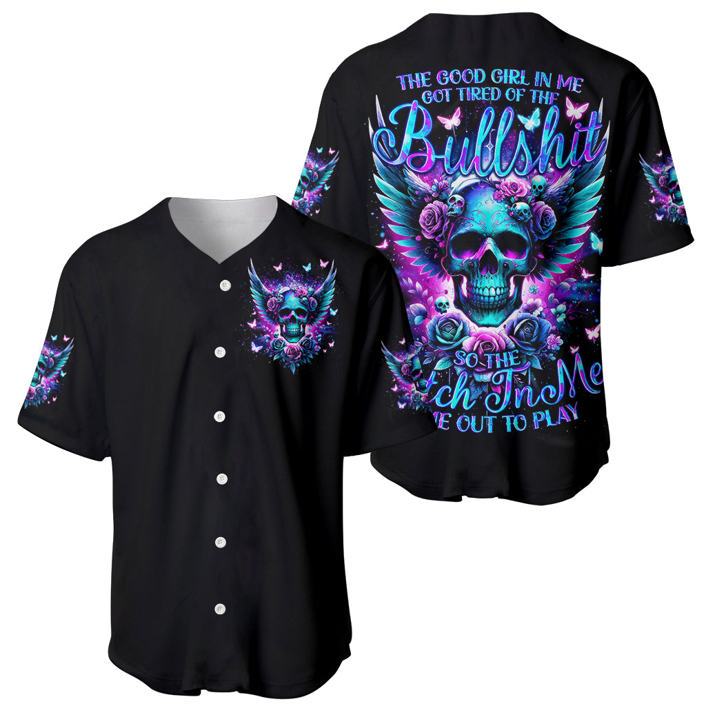 Skull Wings Baseball Jersey So The Bitch In Me Came Out To Play - Wonder Print Shop