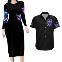 Skull Wings Couples Matching Long Sleeve Bodycon Dress and Hawaiian Shirt So The Bitch In Me Came Out To Play - Wonder Print Shop