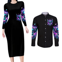 Skull Wings Couples Matching Long Sleeve Bodycon Dress and Long Sleeve Button Shirt So The Bitch In Me Came Out To Play - Wonder Print Shop
