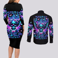 Skull Wings Couples Matching Long Sleeve Bodycon Dress and Long Sleeve Button Shirt So The Bitch In Me Came Out To Play - Wonder Print Shop