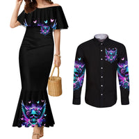 Skull Wings Couples Matching Mermaid Dress and Long Sleeve Button Shirt So The Bitch In Me Came Out To Play