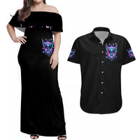 Skull Wings Couples Matching Off Shoulder Maxi Dress and Hawaiian Shirt So The Bitch In Me Came Out To Play - Wonder Print Shop