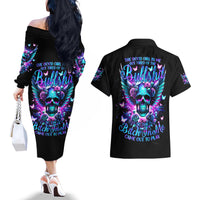 Skull Wings Couples Matching Off The Shoulder Long Sleeve Dress and Hawaiian Shirt So The Bitch In Me Came Out To Play - Wonder Print Shop