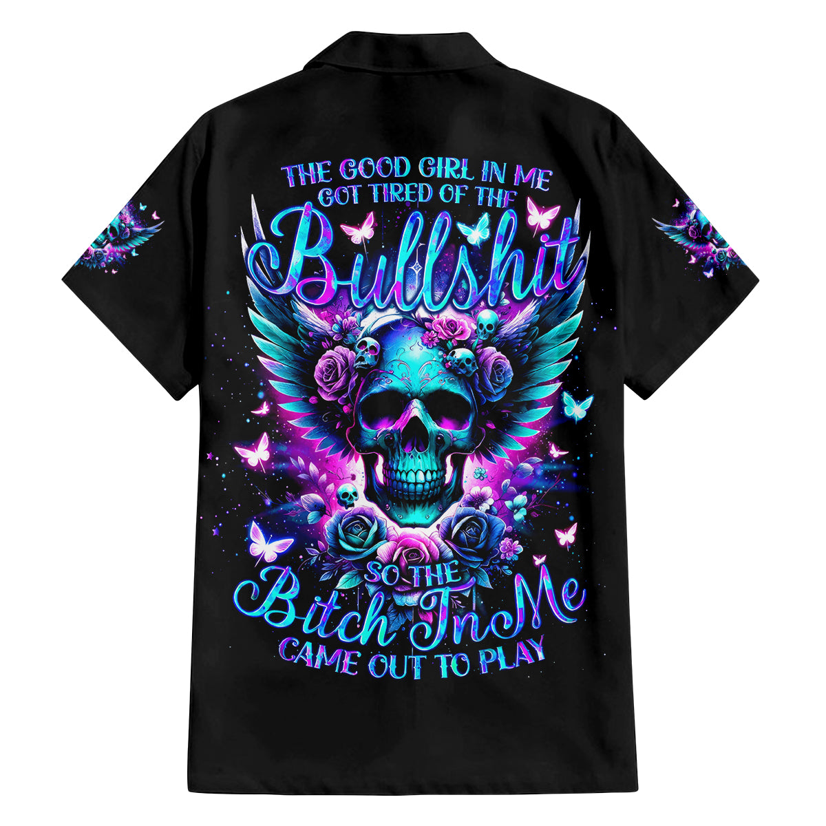 Skull Wings Family Matching Long Sleeve Bodycon Dress and Hawaiian Shirt So The Bitch In Me Came Out To Play - Wonder Print Shop