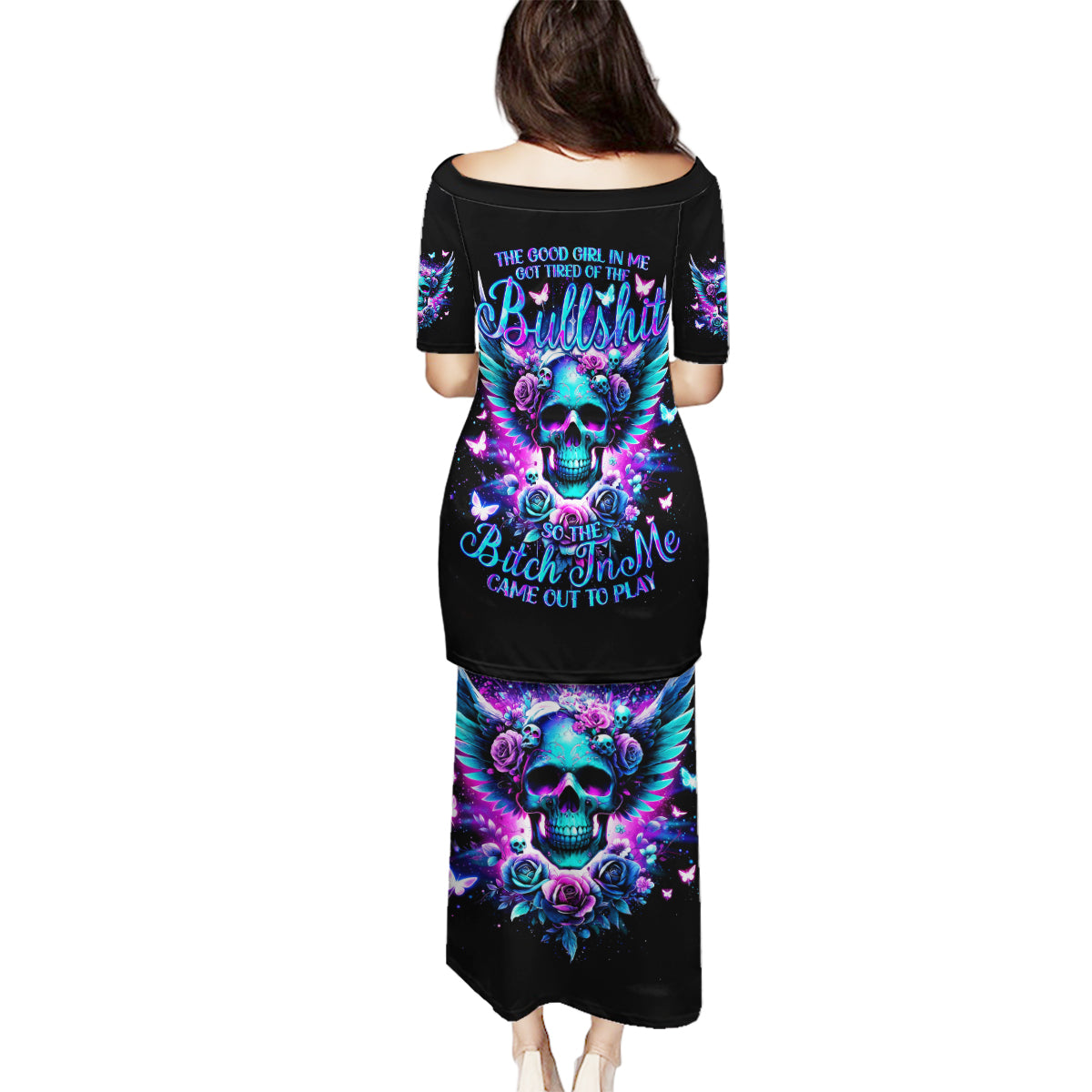 Skull Wings Family Matching Puletasi and Hawaiian Shirt So The Bitch In Me Came Out To Play - Wonder Print Shop