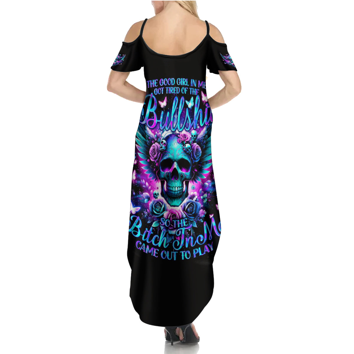 Skull Wings Family Matching Summer Maxi Dress and Hawaiian Shirt So The Bitch In Me Came Out To Play - Wonder Print Shop