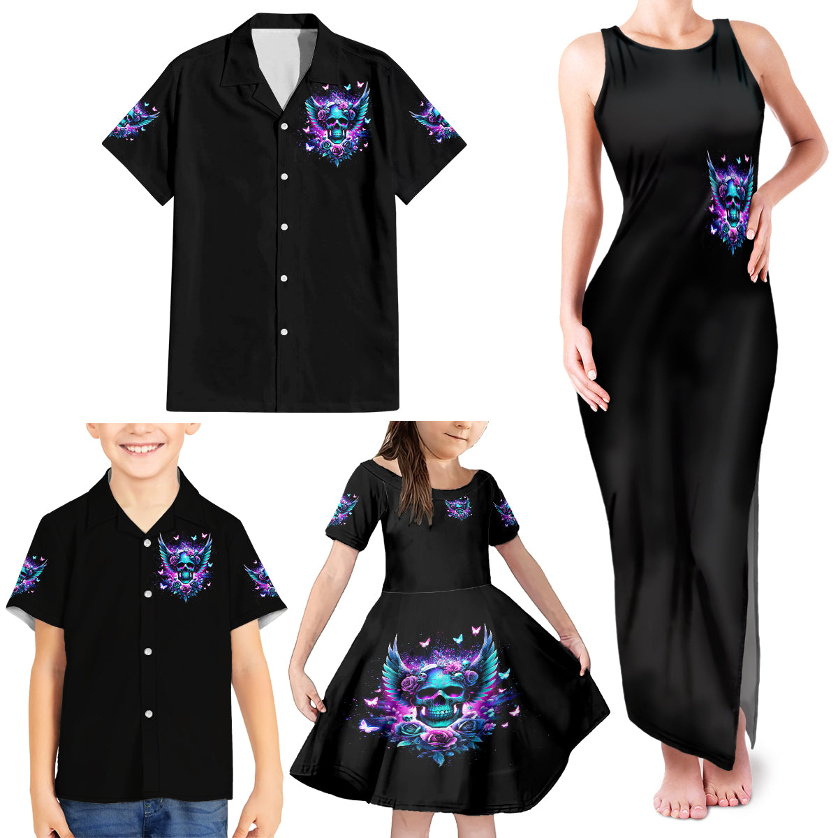 Skull Wings Family Matching Tank Maxi Dress and Hawaiian Shirt So The Bitch In Me Came Out To Play - Wonder Print Shop