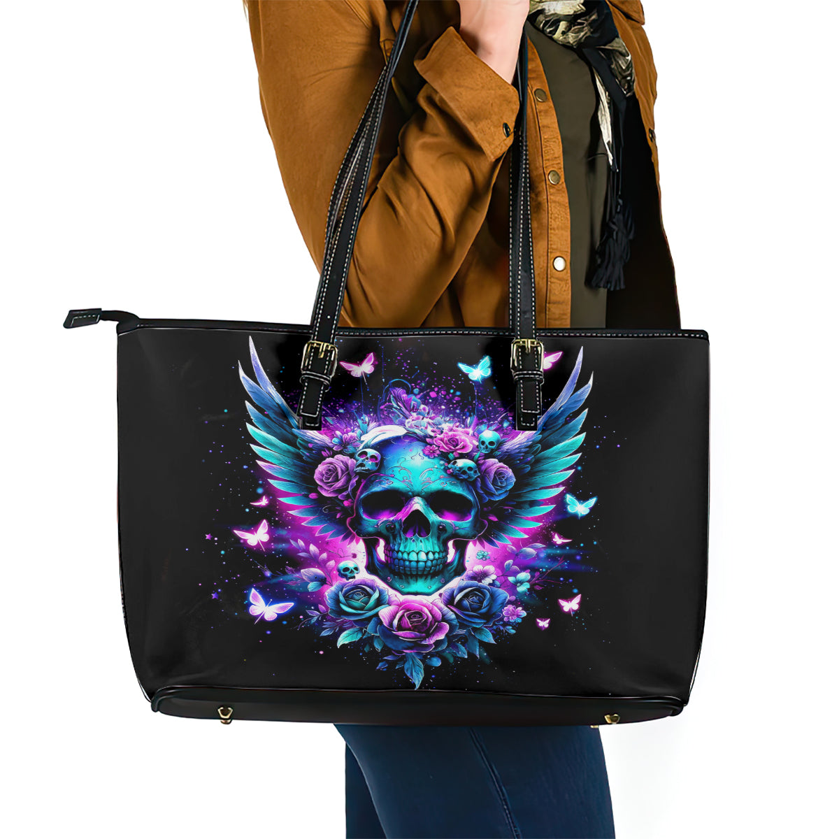 Skull Wings Leather Tote Bag So The Bitch In Me Came Out To Play - Wonder Print Shop