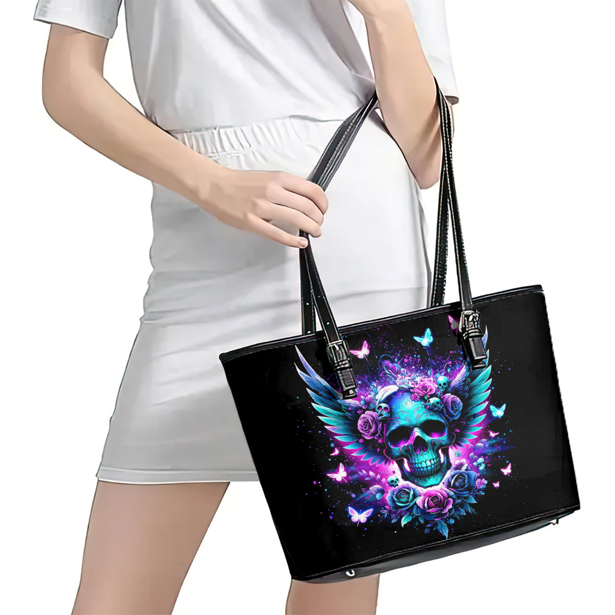 Skull Wings Leather Tote Bag So The Bitch In Me Came Out To Play - Wonder Print Shop