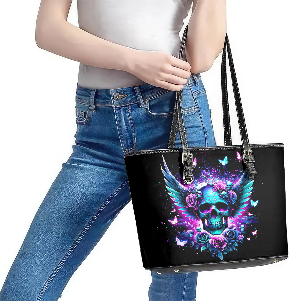 Skull Wings Leather Tote Bag So The Bitch In Me Came Out To Play - Wonder Print Shop