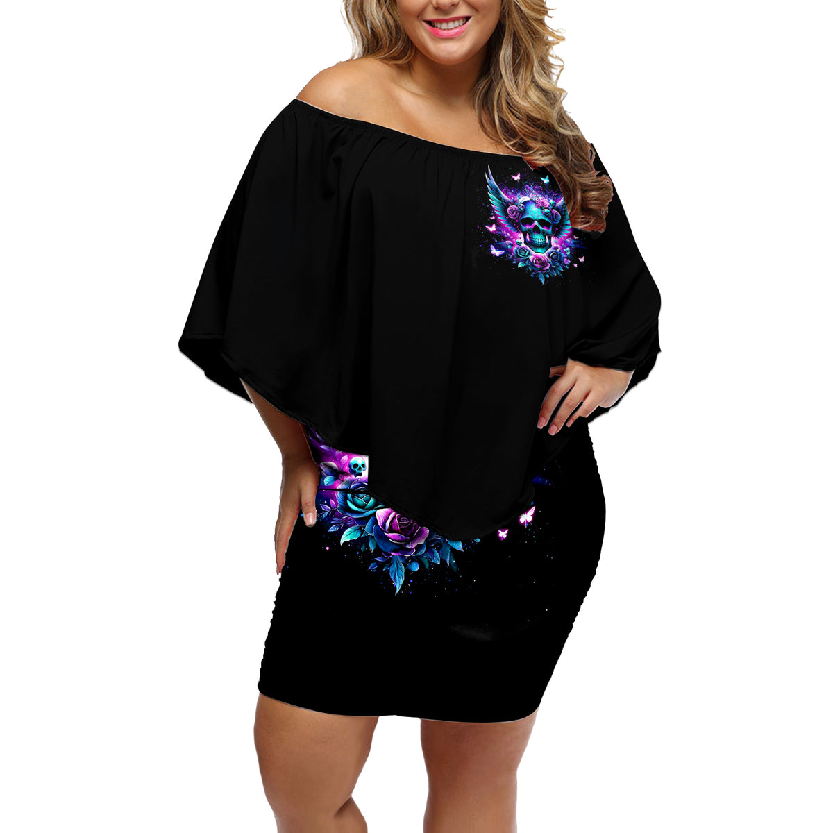 Skull Wings Off Shoulder Short Dress So The Bitch In Me Came Out To Play - Wonder Print Shop