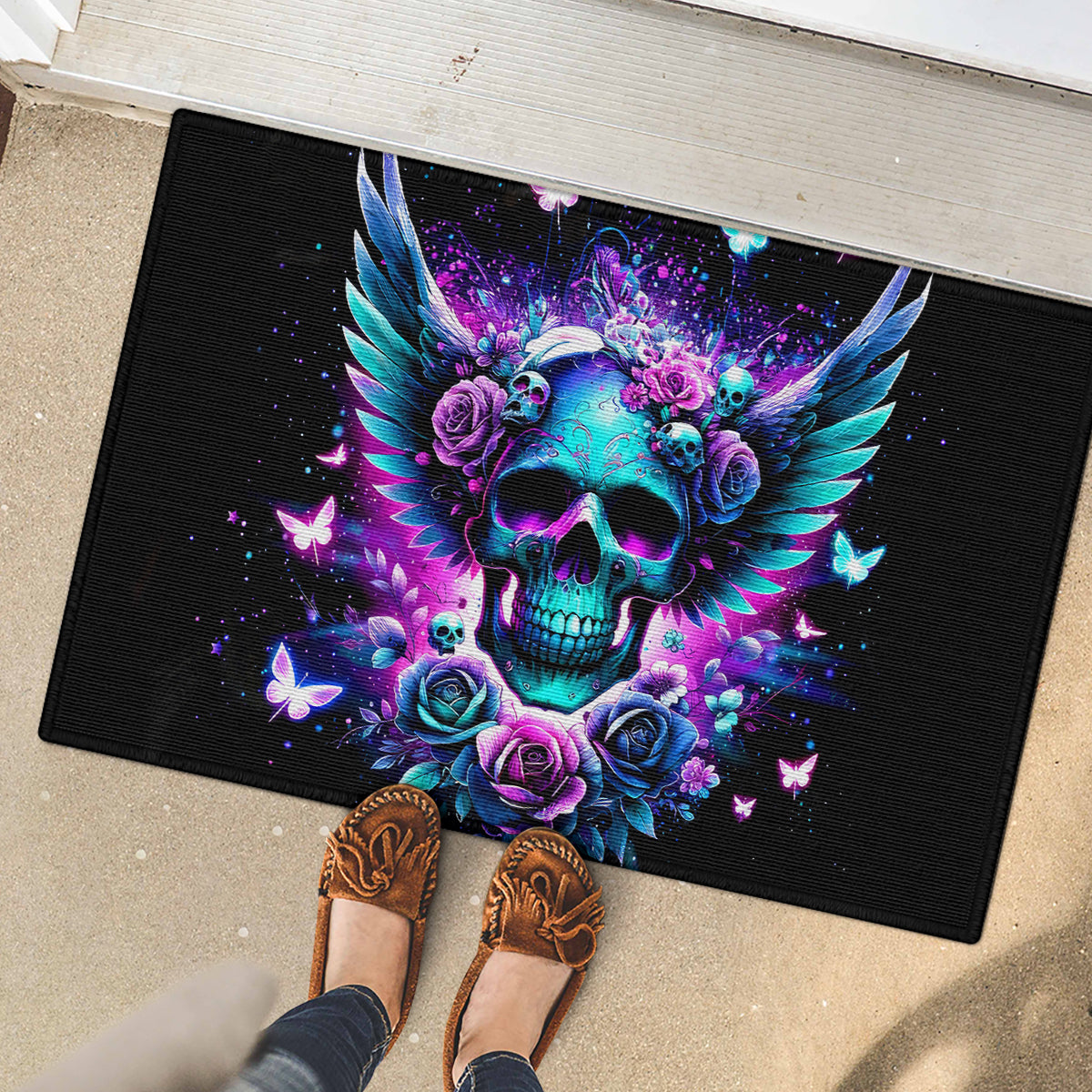 Skull Wings Rubber Doormat So The Bitch In Me Came Out To Play - Wonder Print Shop