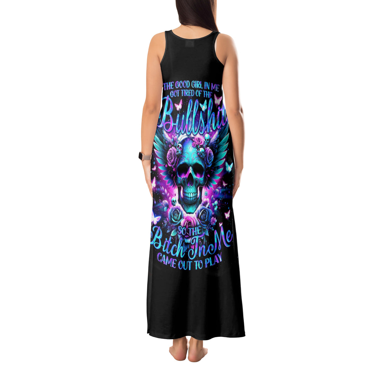 Skull Wings Tank Maxi Dress So The Bitch In Me Came Out To Play - Wonder Print Shop