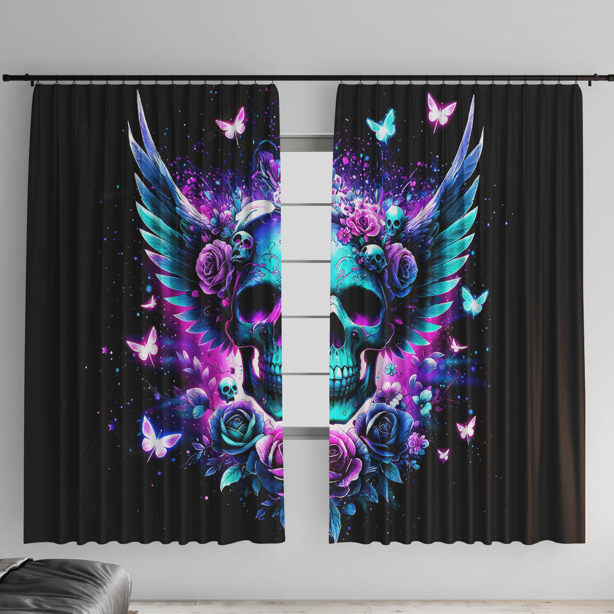 Skull Wings Window Curtain So The Bitch In Me Came Out To Play - Wonder Print Shop