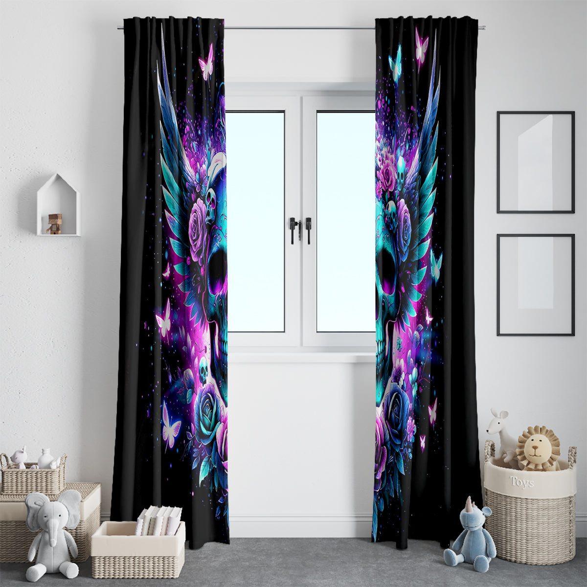 Skull Wings Window Curtain So The Bitch In Me Came Out To Play - Wonder Print Shop