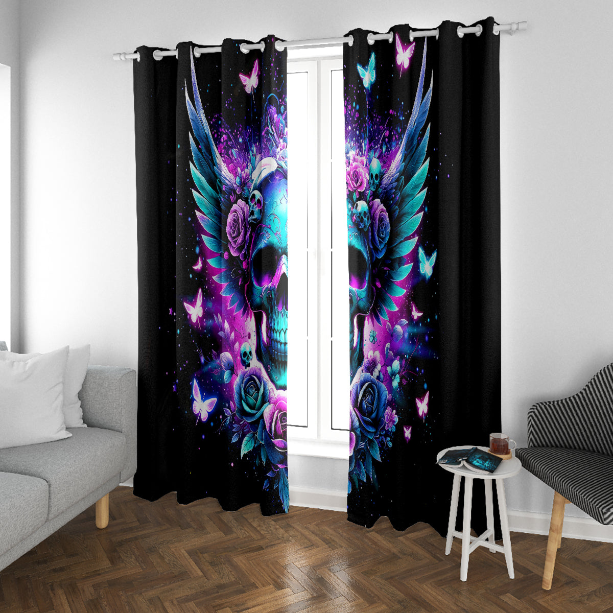 Skull Wings Window Curtain So The Bitch In Me Came Out To Play - Wonder Print Shop