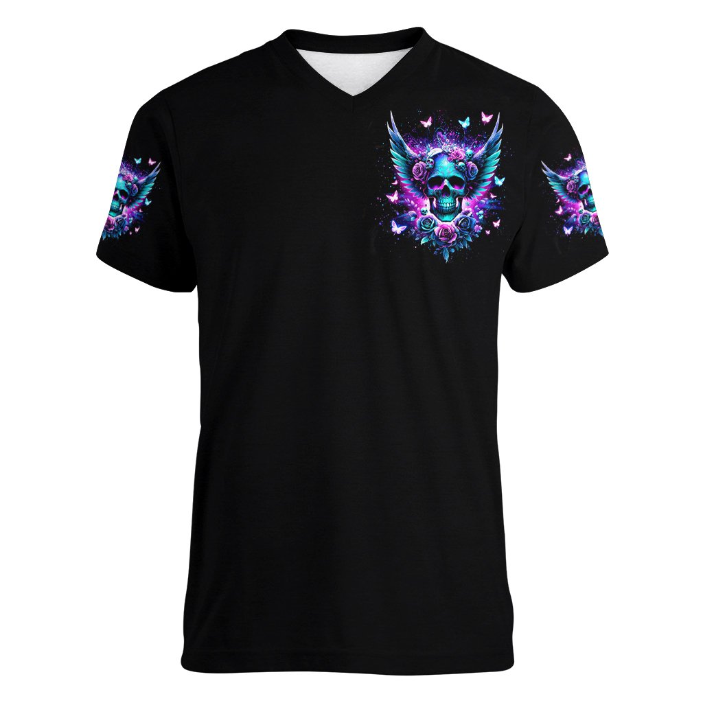 Skull Wings Women V Neck T Shirt So The Bitch In Me Came Out To Play - Wonder Print Shop