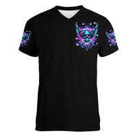 Skull Wings Women V Neck T Shirt So The Bitch In Me Came Out To Play - Wonder Print Shop