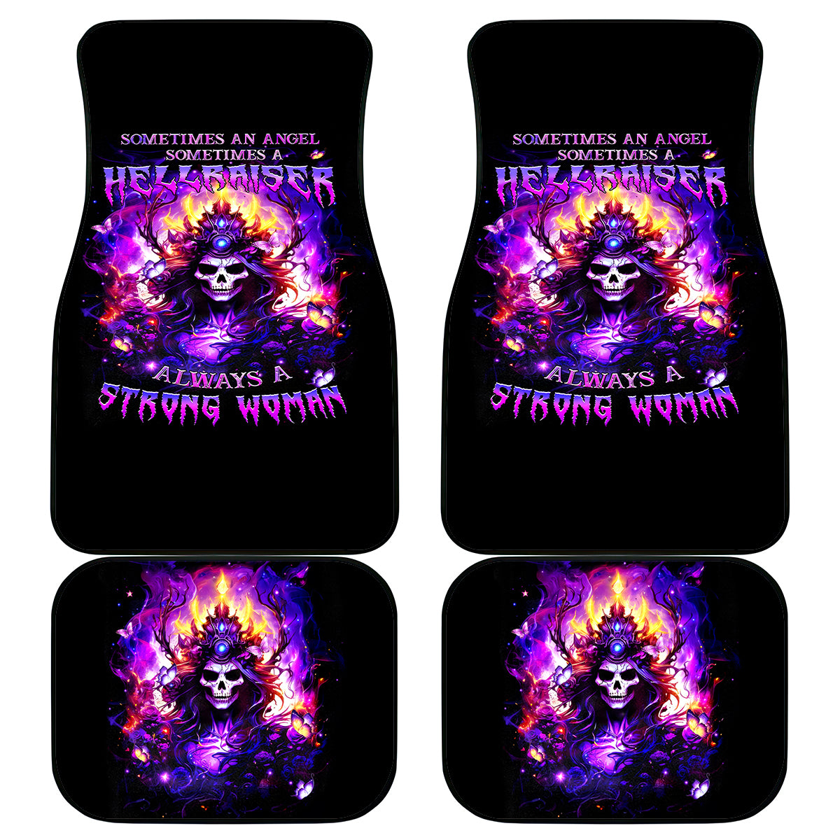 Queen Skull Car Mats Sometimes An Angel Somethimes Hellraiser Always A Strong Woman - Wonder Print Shop