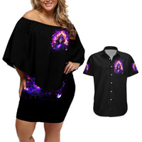 Queen Skull Couples Matching Off Shoulder Short Dress and Hawaiian Shirt Sometimes An Angel Somethimes Hellraiser Always A Strong Woman - Wonder Print Shop