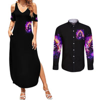 Queen Skull Couples Matching Summer Maxi Dress and Long Sleeve Button Shirt Sometimes An Angel Somethimes Hellraiser Always A Strong Woman - Wonder Print Shop