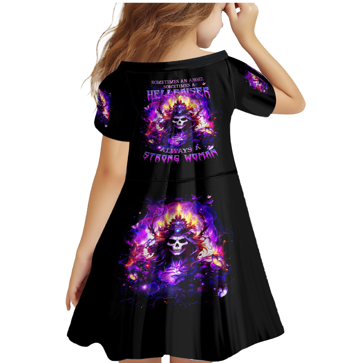 Queen Skull Family Matching Mermaid Dress and Hawaiian Shirt Sometimes An Angel Somethimes Hellraiser Always A Strong Woman - Wonder Print Shop