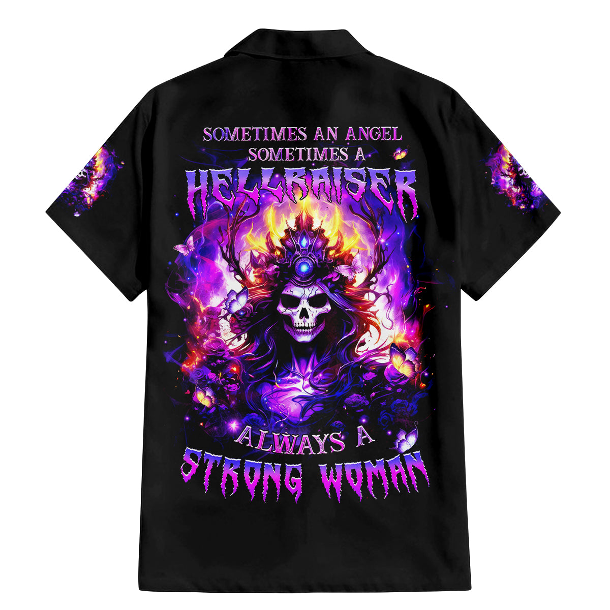 Queen Skull Family Matching Mermaid Dress and Hawaiian Shirt Sometimes An Angel Somethimes Hellraiser Always A Strong Woman - Wonder Print Shop