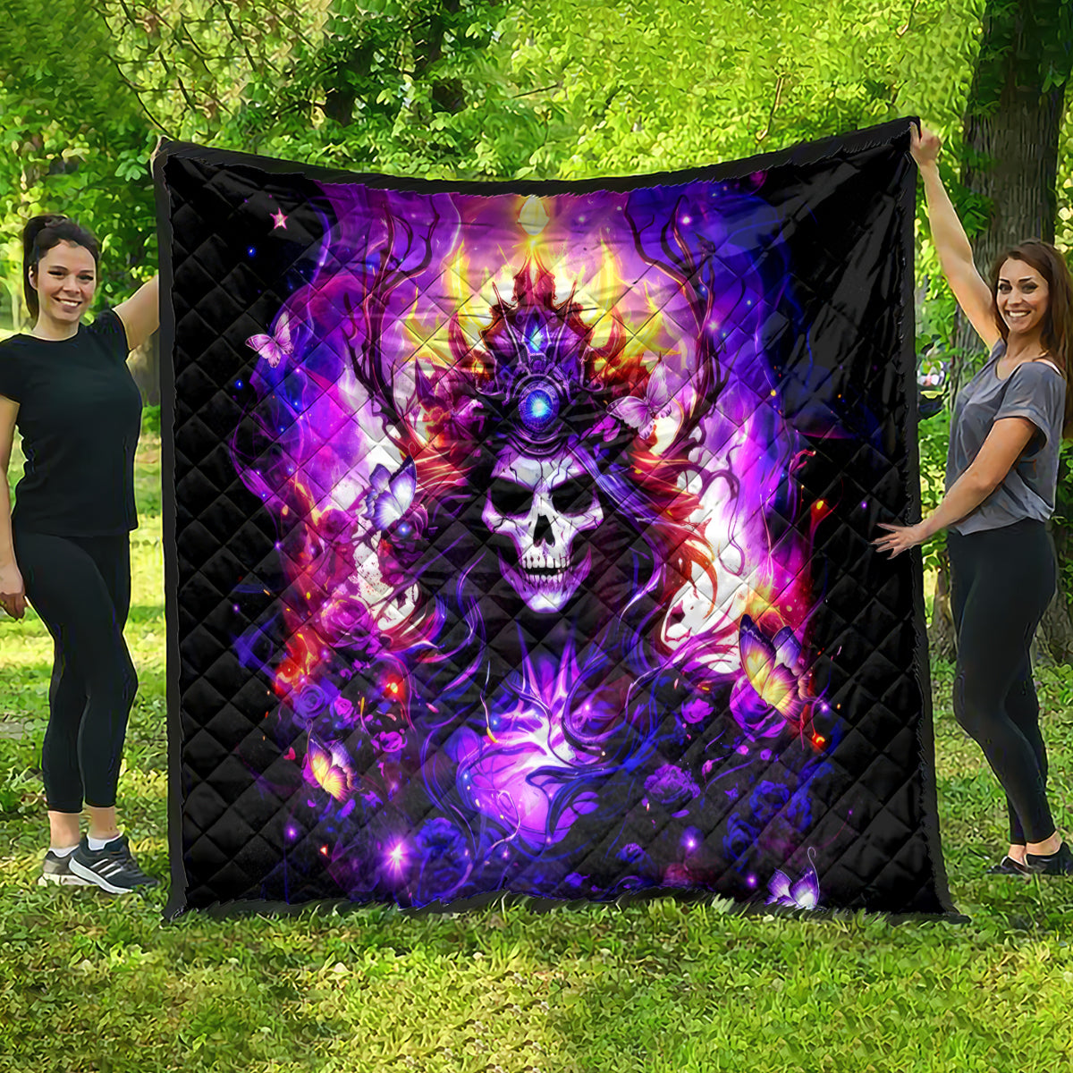 Queen Skull Quilt Sometimes An Angel Somethimes Hellraiser Always A Strong Woman - Wonder Print Shop