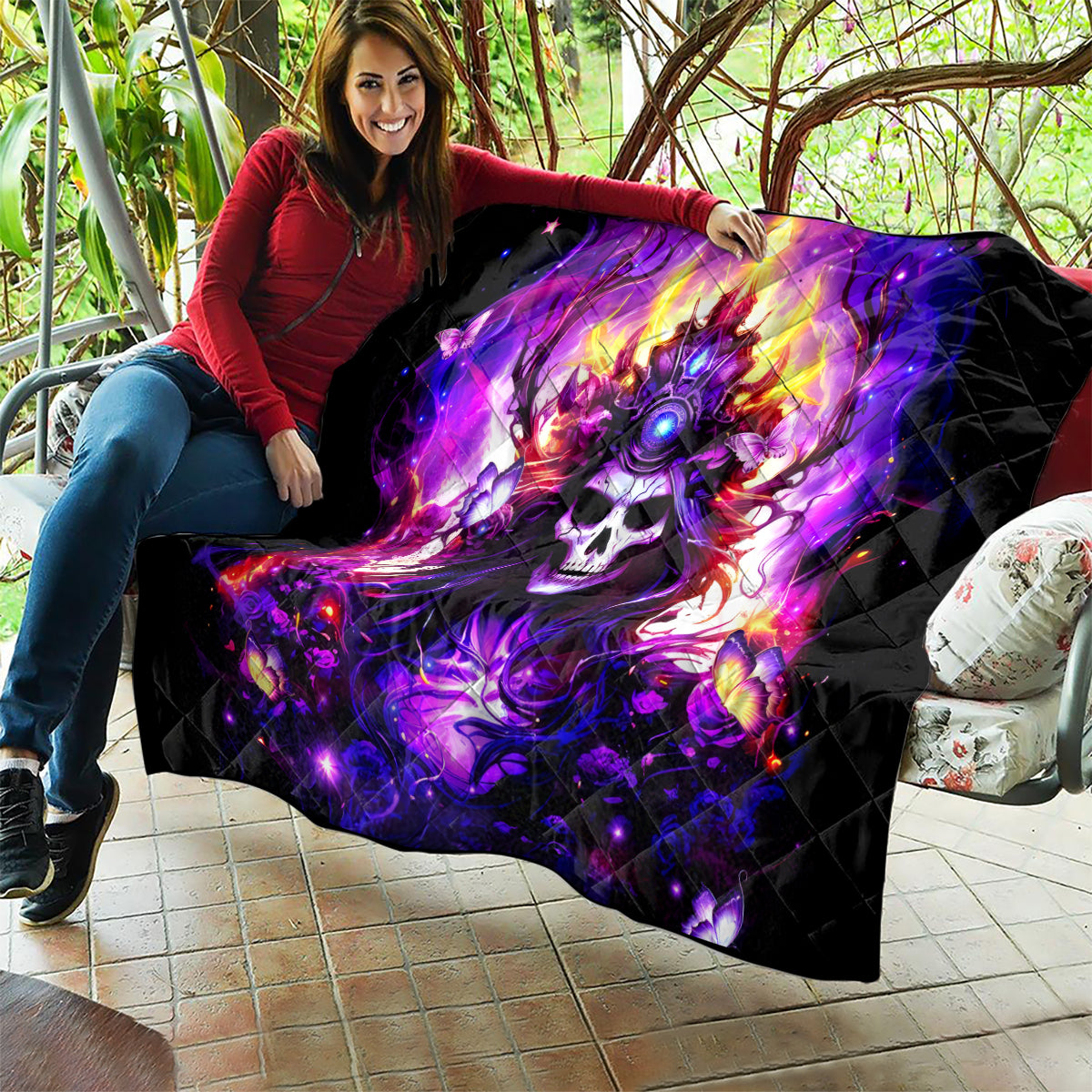 Queen Skull Quilt Sometimes An Angel Somethimes Hellraiser Always A Strong Woman - Wonder Print Shop