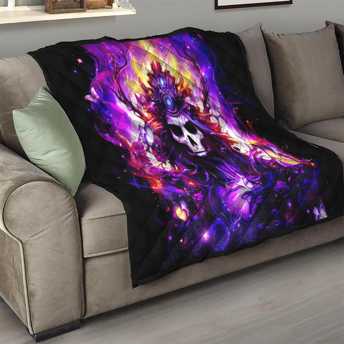 Queen Skull Quilt Sometimes An Angel Somethimes Hellraiser Always A Strong Woman - Wonder Print Shop