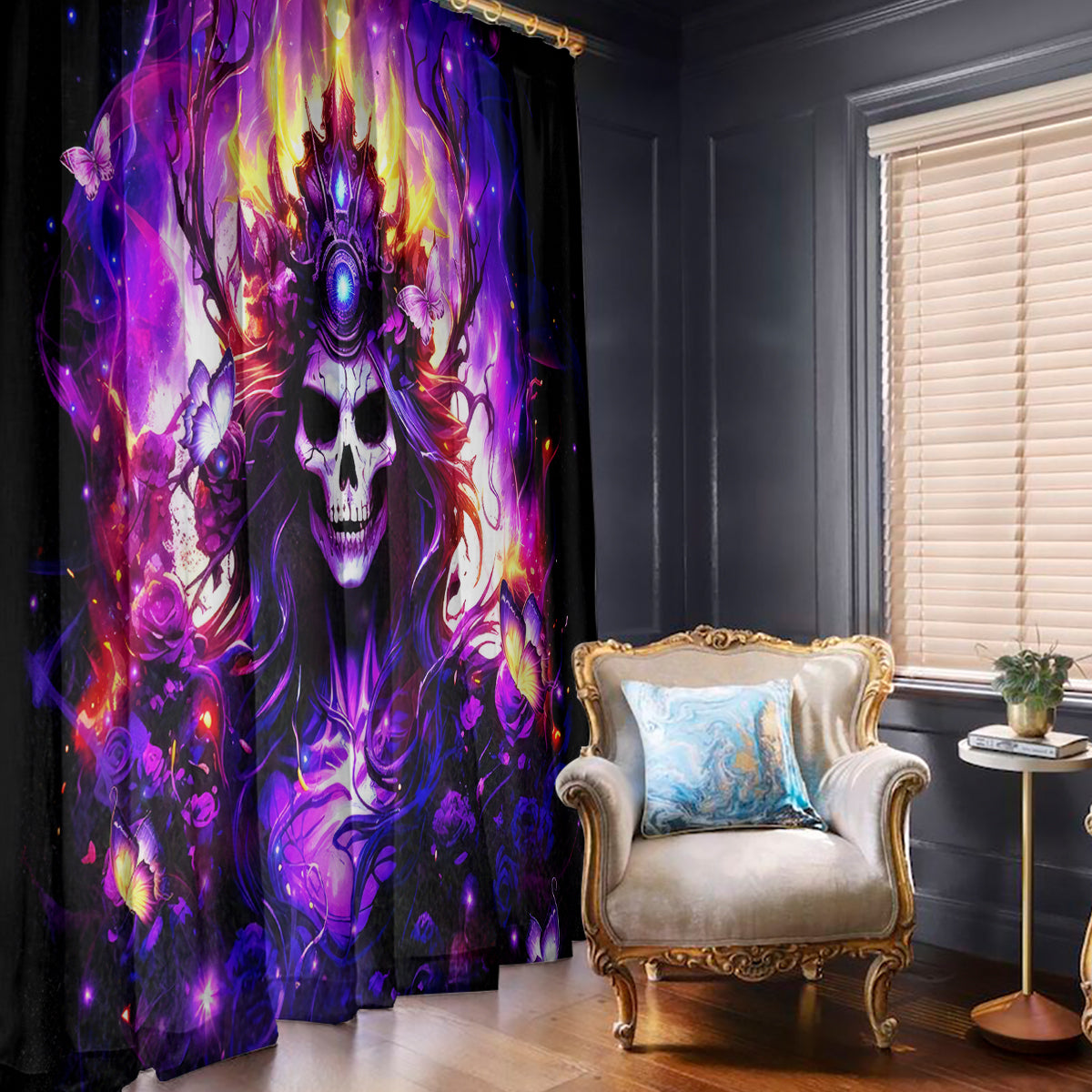 Queen Skull Window Curtain Sometimes An Angel Somethimes Hellraiser Always A Strong Woman - Wonder Print Shop