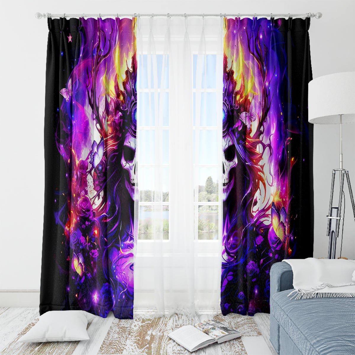 Queen Skull Window Curtain Sometimes An Angel Somethimes Hellraiser Always A Strong Woman - Wonder Print Shop