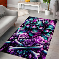 Rose Skull Area Rug Stuck Between IDK IDC And IDGAF - Wonder Print Shop