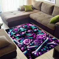 Rose Skull Area Rug Stuck Between IDK IDC And IDGAF - Wonder Print Shop