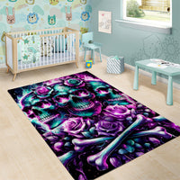 Rose Skull Area Rug Stuck Between IDK IDC And IDGAF - Wonder Print Shop