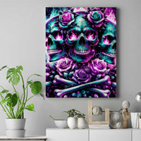 Rose Skull Canvas Wall Art Stuck Between IDK IDC And IDGAF - Wonder Print Shop