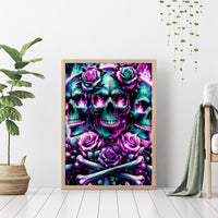 Rose Skull Canvas Wall Art Stuck Between IDK IDC And IDGAF - Wonder Print Shop