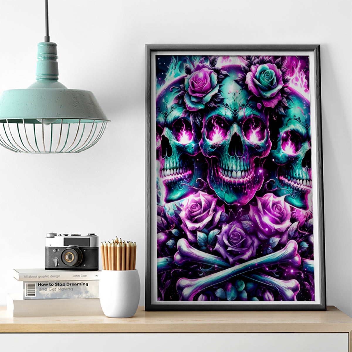 Rose Skull Canvas Wall Art Stuck Between IDK IDC And IDGAF - Wonder Print Shop