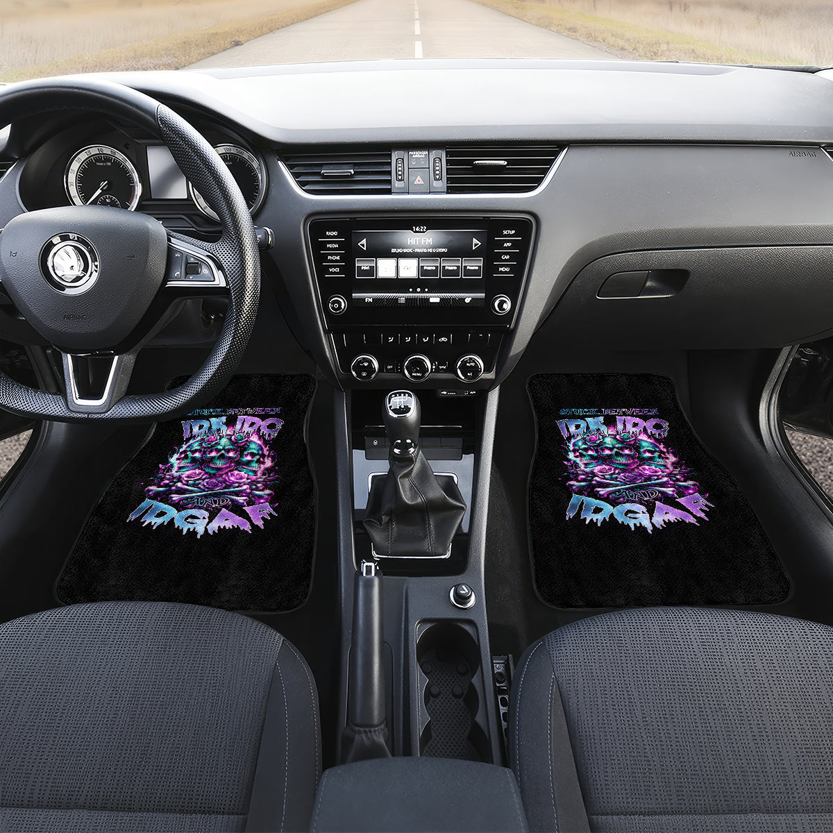 Rose Skull Car Mats Stuck Between IDK IDC And IDGAF - Wonder Print Shop
