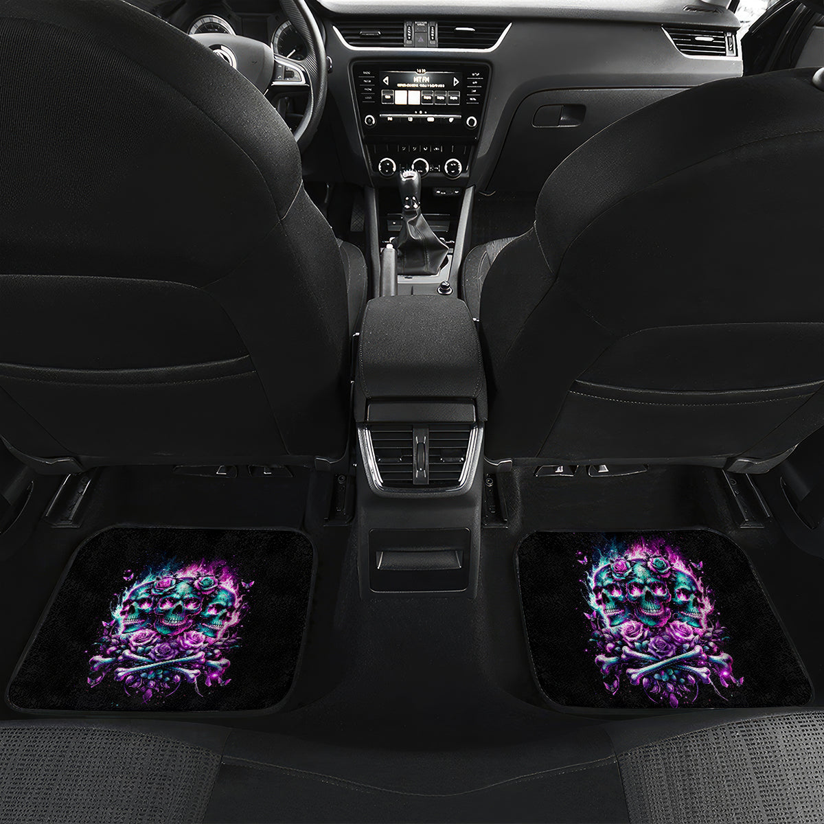 Rose Skull Car Mats Stuck Between IDK IDC And IDGAF - Wonder Print Shop