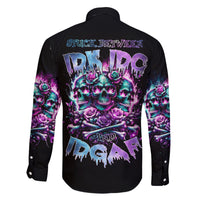 Rose Skull Family Matching Long Sleeve Bodycon Dress and Hawaiian Shirt Stuck Between IDK IDC And IDGAF - Wonder Print Shop