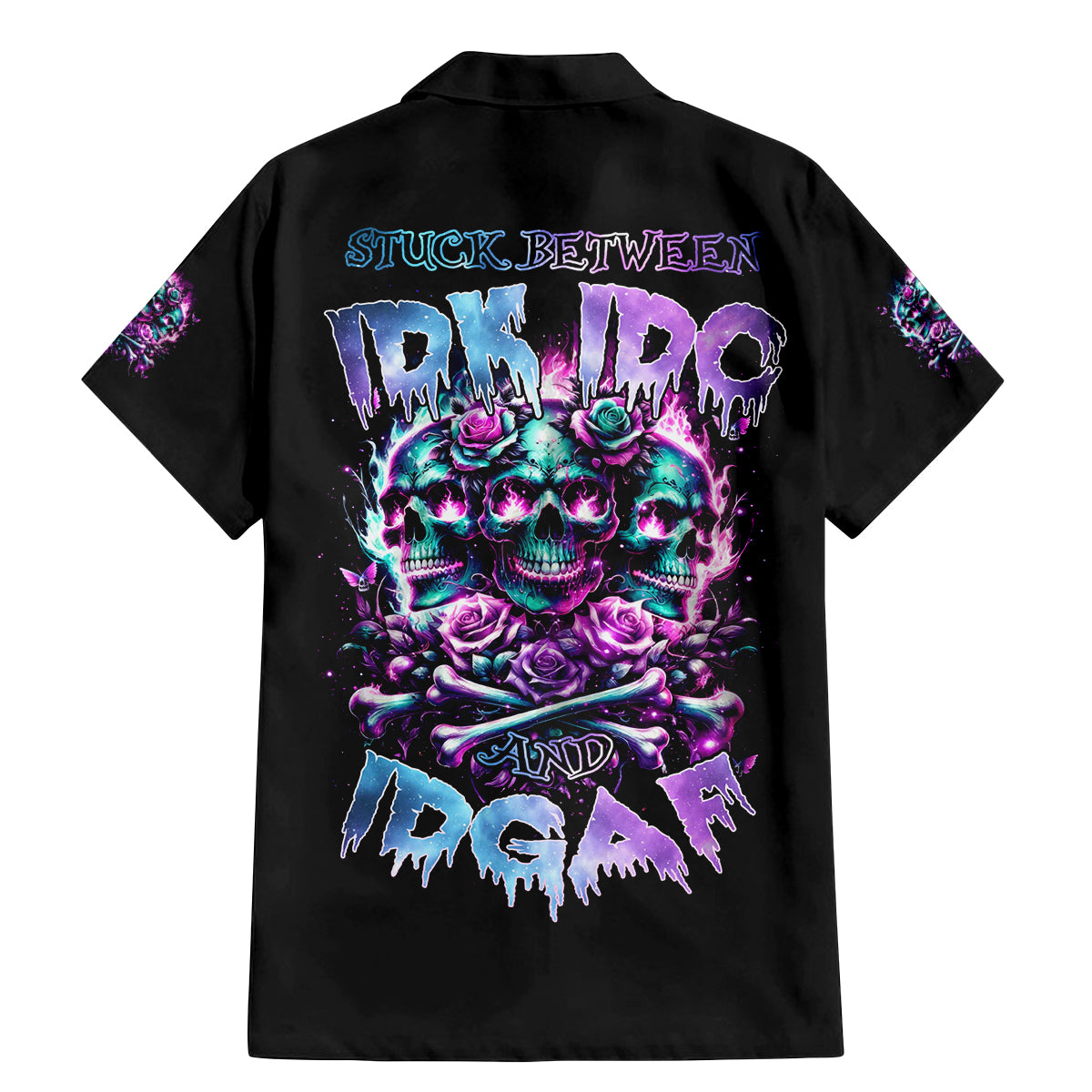 Rose Skull Family Matching Mermaid Dress and Hawaiian Shirt Stuck Between IDK IDC And IDGAF - Wonder Print Shop