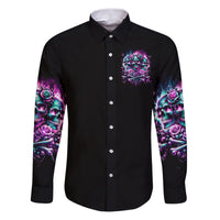 Rose Skull Family Matching Puletasi and Hawaiian Shirt Stuck Between IDK IDC And IDGAF - Wonder Print Shop