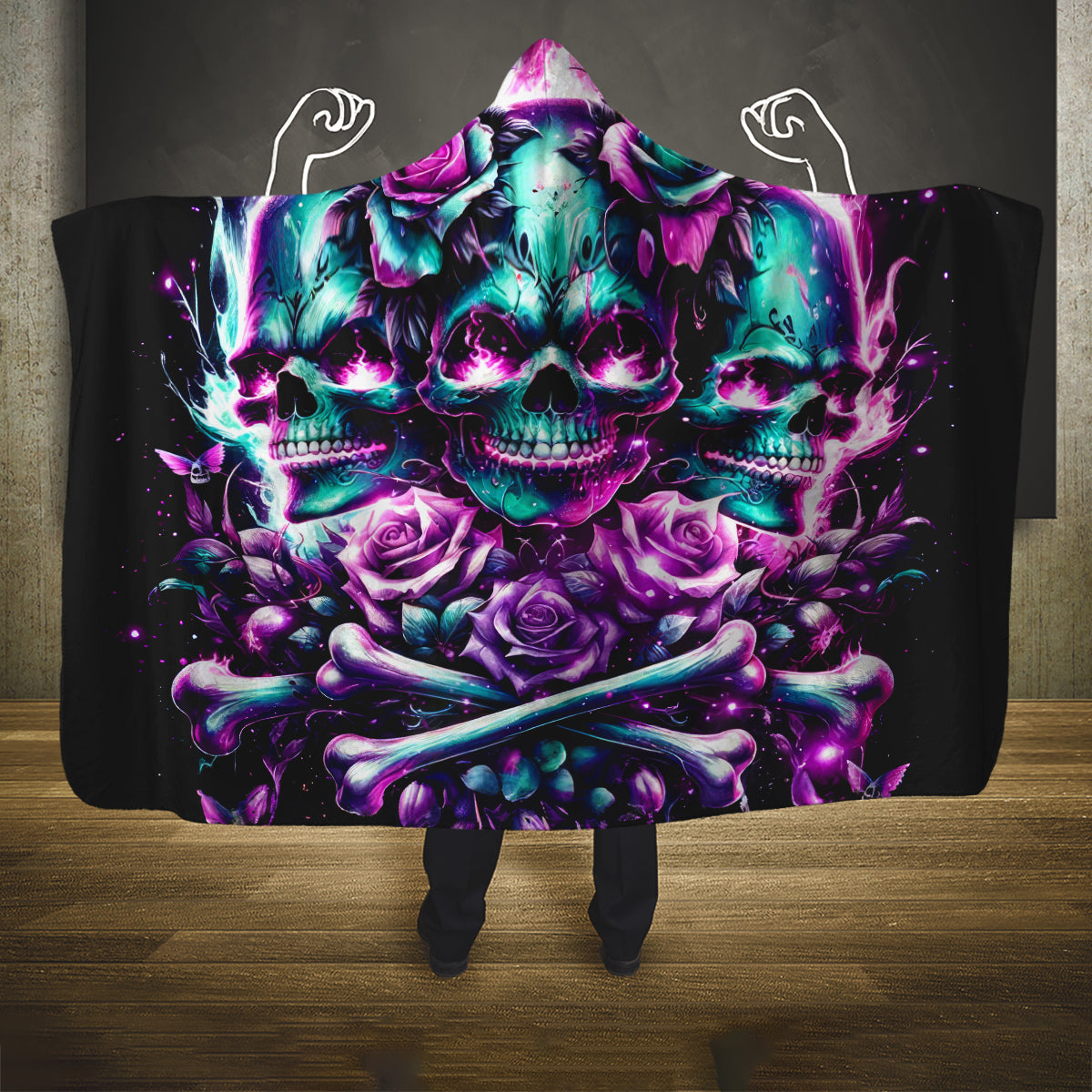 Rose Skull Hooded Blanket Stuck Between IDK IDC And IDGAF