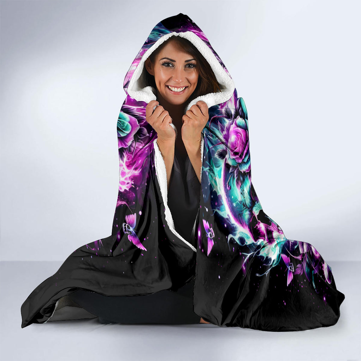 Rose Skull Hooded Blanket Stuck Between IDK IDC And IDGAF