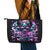 Rose Skull Leather Tote Bag Stuck Between IDK IDC And IDGAF - Wonder Print Shop