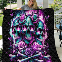 Rose Skull Quilt Stuck Between IDK IDC And IDGAF - Wonder Print Shop